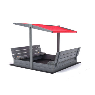 Zaprt impregniran peskovnik s streho in UV filtrom - 140x140 cm