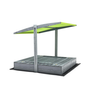 Zaprt impregniran peskovnik s streho in UV filtrom - 140x140 cm