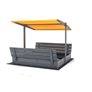 Zaprt impregniran peskovnik s streho in UV filtrom - 140x140 cm