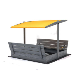 Zaprt impregniran peskovnik s streho in UV filtrom - 140x140 cm