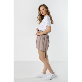 Ženske bež kratke hlače z visokim pasom