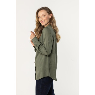 Ženska lanena srajca v kaki barvi