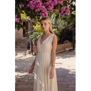 Ženska bež lanena obleka