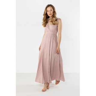 Ženska lanena obleka v roza barvi