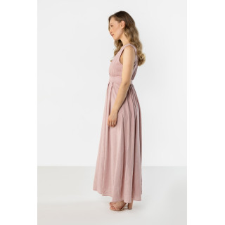 Ženska lanena obleka v roza barvi