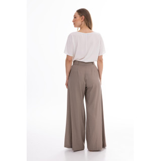 Ženske temno bež hlače s širokimi hlačnicami