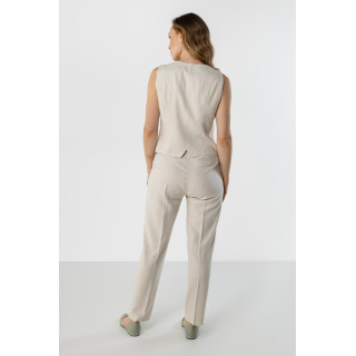 Ženske lanene hlače v bež barvi