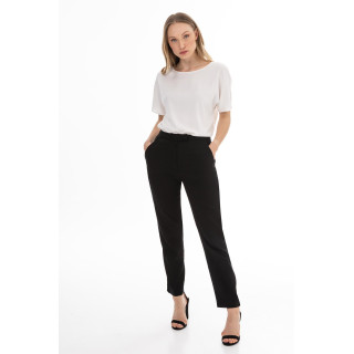 Črne lanene ženske hlače