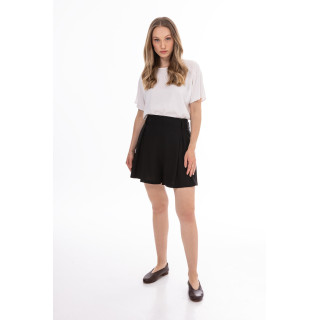 Ženske črne lanene kratke hlače z vezalkami