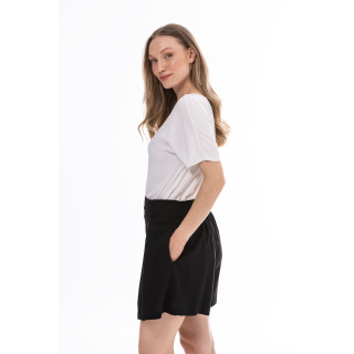 Ženske črne lanene kratke hlače z vezalkami