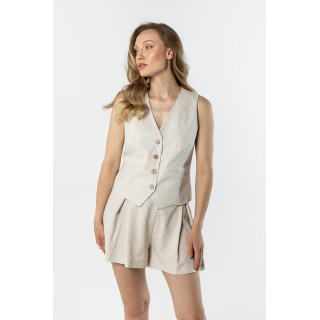 Ženski laneni telovnik v bež barvi