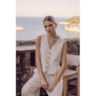 Ženski laneni telovnik v bež barvi