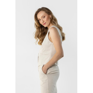 Ženski laneni telovnik v bež barvi