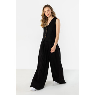 Ženski laneni telovnik v črni barvi