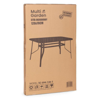 Črna vrtna miza z odprtino za senčnik - 120x70 cm