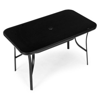 Črna vrtna miza z odprtino za senčnik - 140x80 cm