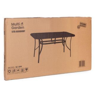 Črna vrtna miza z odprtino za senčnik - 140x80 cm