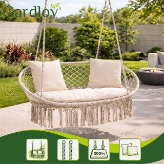 Dvosedežna vrtna gugalnica kremne barve