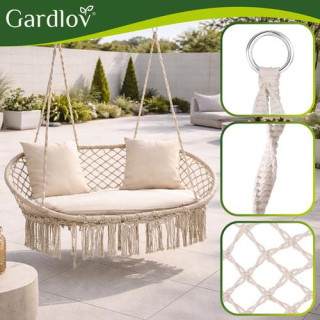 Dvosedežna vrtna gugalnica kremne barve