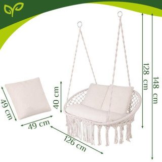 Dvosedežna vrtna gugalnica kremne barve