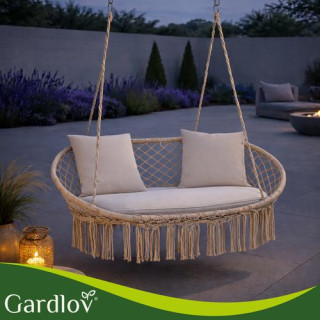 Dvosedežna vrtna gugalnica kremne barve