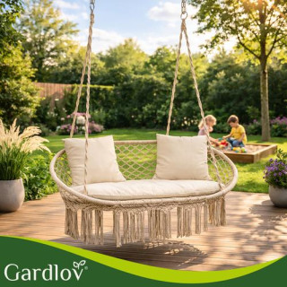 Dvosedežna vrtna gugalnica kremne barve