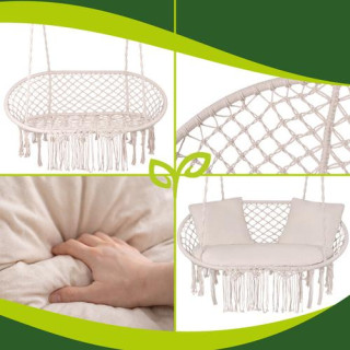 Dvosedežna vrtna gugalnica kremne barve