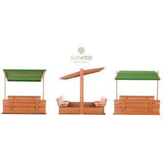 Impregniran peskovnik s streho z UV filtrom - 120x120 cm