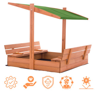 Impregniran peskovnik s streho z UV filtrom - 120x120 cm