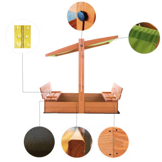 Impregniran peskovnik s streho z UV filtrom - 120x120 cm