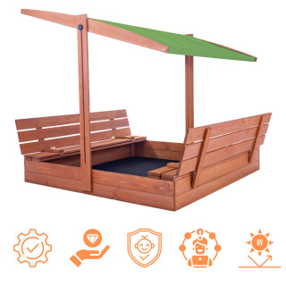 Impregniran peskovnik s streho z UV filtrom - 140x140 cm