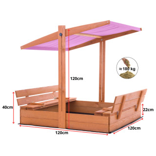 Impregniran peskovnik s streho z UV filtrom - 120x120 cm