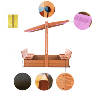 Impregniran peskovnik s streho z UV filtrom - 120x120 cm