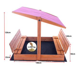 Impregniran peskovnik s streho z UV filtrom - 140x140 cm