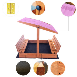 Impregniran peskovnik s streho z UV filtrom - 140x140 cm