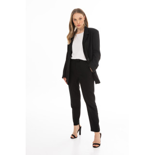 Ženska lanena jakna v črni barvi