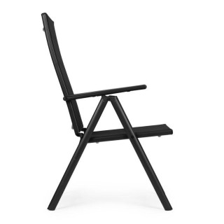 Črn zložljiv vrtni stol z nastavljivim naslonjalom