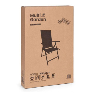 Črn zložljiv vrtni stol z nastavljivim naslonjalom