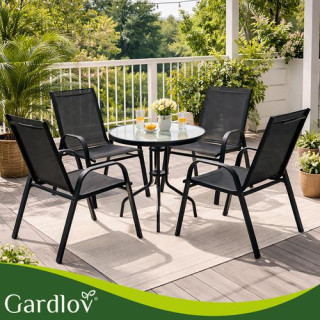 Komplet črnih vrtnih stolov - 4 kosi