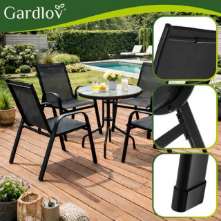 Komplet črnih vrtnih stolov - 4 kosi