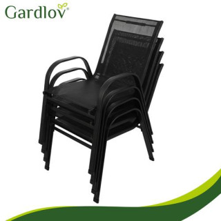 Komplet črnih vrtnih stolov - 4 kosi