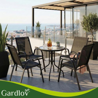 Komplet črnih vrtnih stolov - 4 kosi