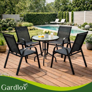 Komplet črnih vrtnih stolov - 4 kosi
