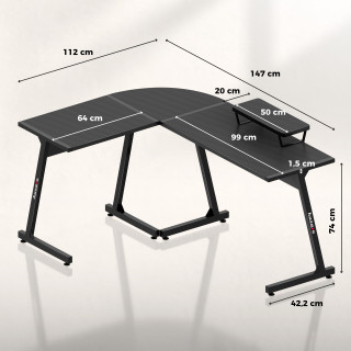 Huzaro črna gaming kotna miza HERO 6.0 BLACK