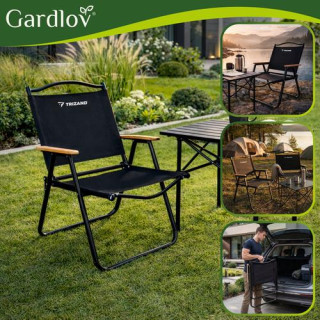 Črn zložljiv vrtni stol