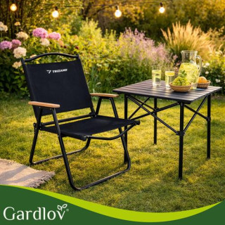 Črn zložljiv vrtni stol