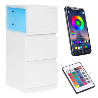 Bela nočna omarica z LED osvetlitvijo