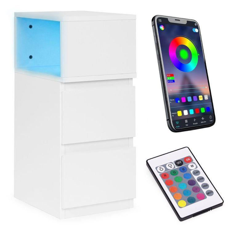 Bela nočna omarica z LED osvetlitvijo