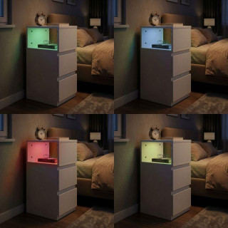 Bela nočna omarica z LED osvetlitvijo