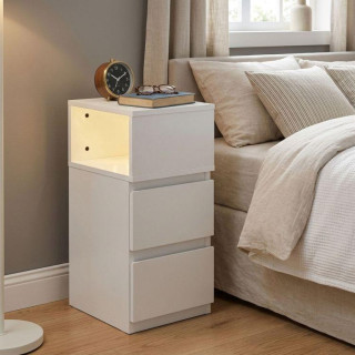 Bela nočna omarica z LED osvetlitvijo